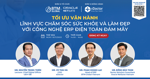 Webinar "Tối ưu vận hành lĩnh vực Chăm sóc sức khỏe và làm đẹp với công nghệ ERP điện toán đám mây” - Ngày 10/11/2023 - Online Zoom